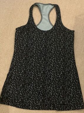 lululemon Cool Racerback Black Tank with Light Blue Speckle